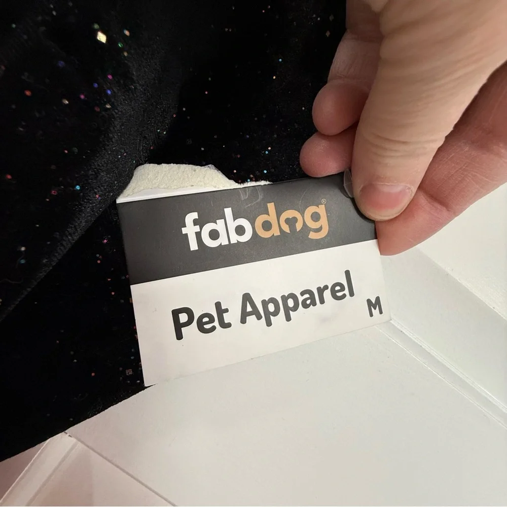 NWT FabDog Diva Velour Joggers Black & Pink Glitter Tracksuit M Fab Dog Dogs
